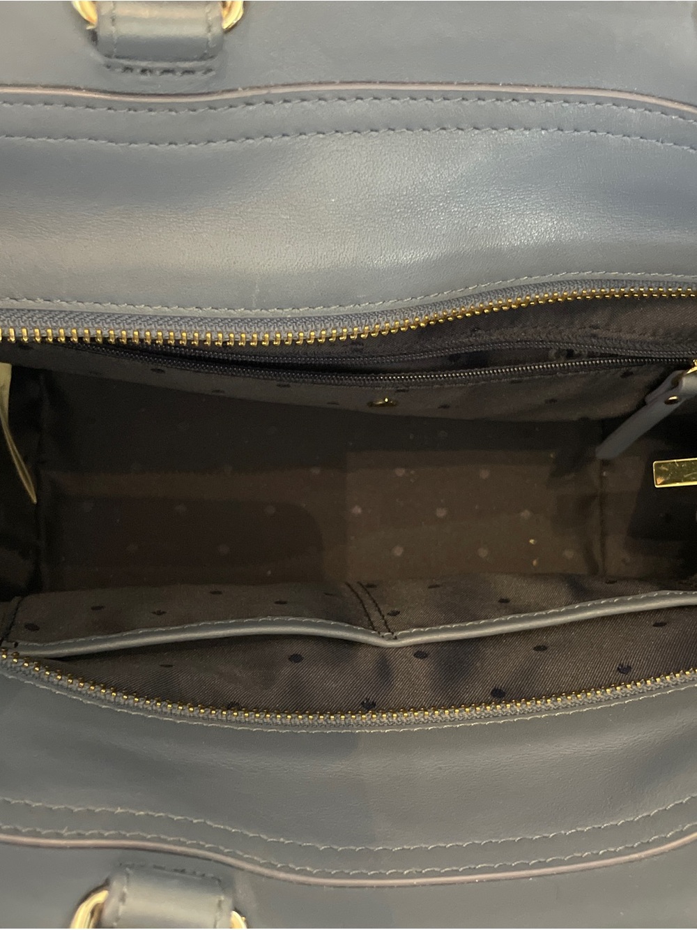 kate spade Cream, Blue & Gray Snake-Texture Top-Handle Satchel - Picture 7 of 9